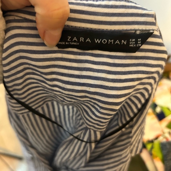 Zara Blue Striped Pocket Boyfriend Shirt - Picture 3 of 4